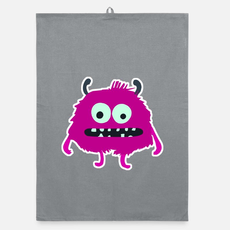 Monstre Pourpre Poilue | Créature mignonne et ridicule Torchon bio