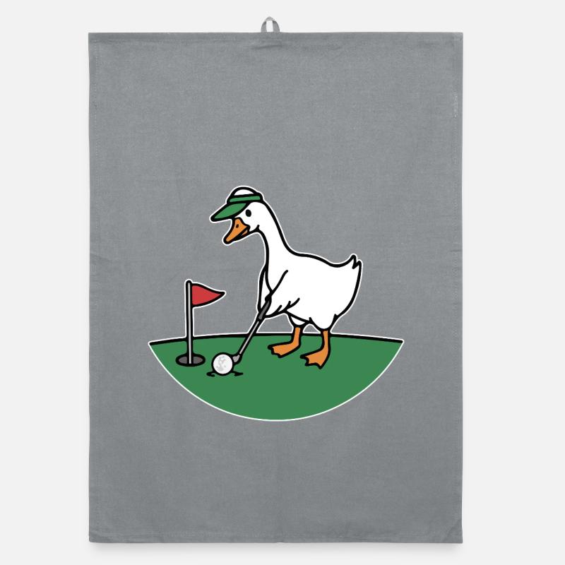 Canard de golf dans un style dessin animé Torchon bio