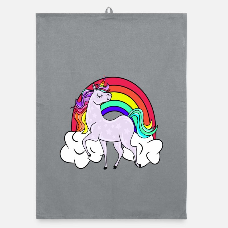 Unicorn with rainbow and clouds Organic dish towel