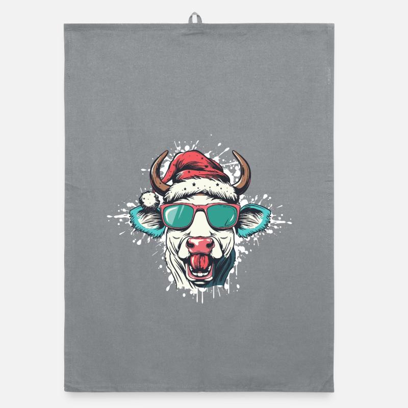 Vache Noël Drôle Torchon bio