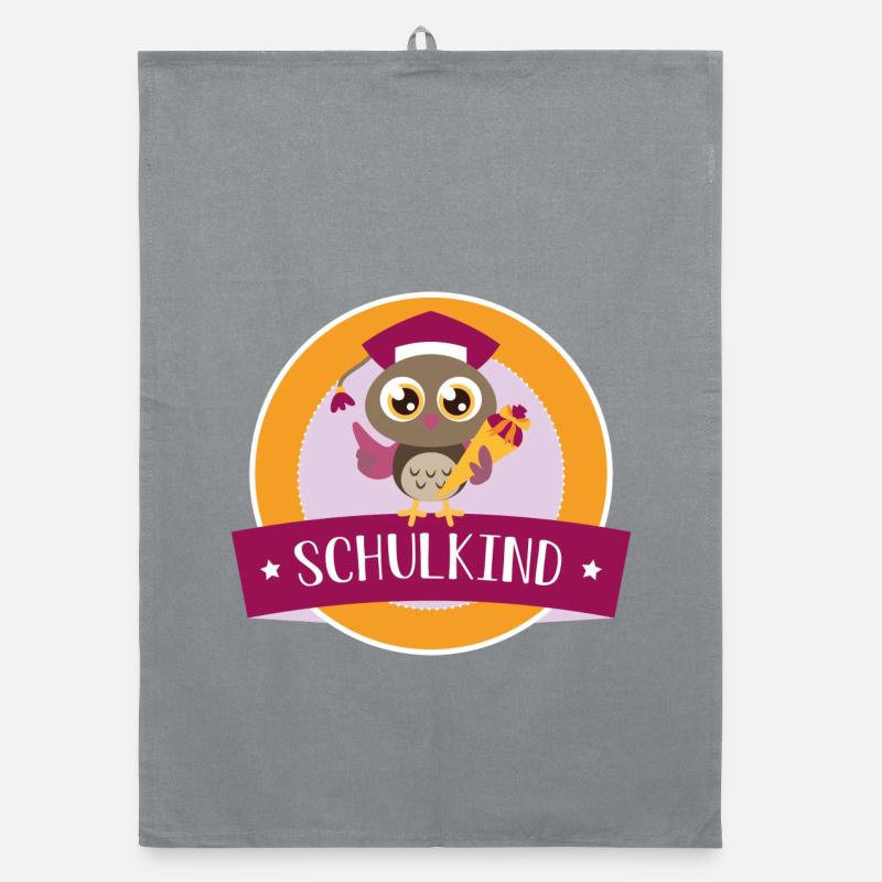 Schulkind Eule mit Zuckertüte Organic Geschirrtuch
