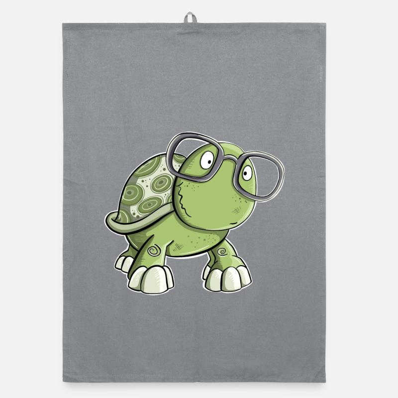 Turtle with glasses Organic dish towel