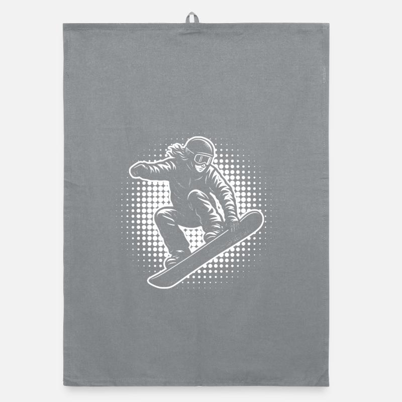 Snowboard Halftone Action - Organic Geschirrtuch - Grau