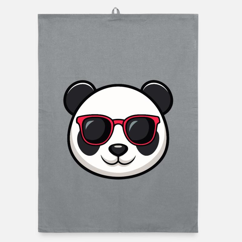 Panda Red Glasses Organic dish towel