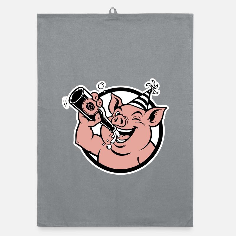 Cochon avec bouteille de célébration Torchon bio