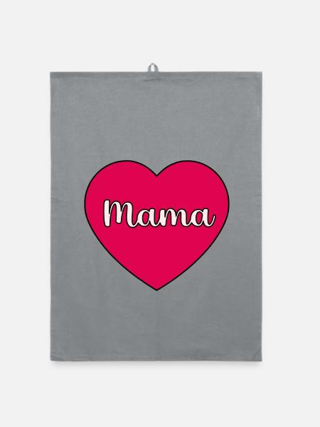 Mama-Herz - Organic Geschirrtuch - Grau - Vorne