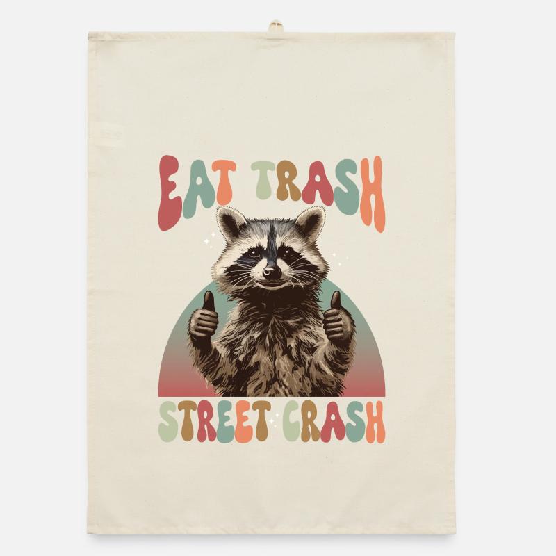 Mème de raton laveur mangeant des déchets dans la rue Torchon bio