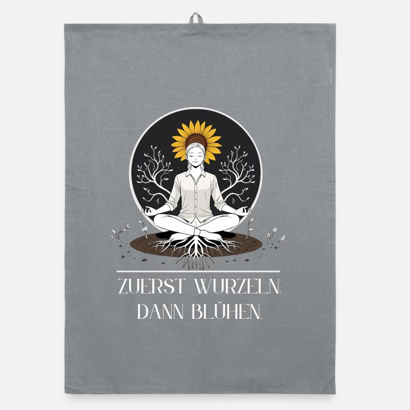 Meditation tree with sun crown Organic dish towel