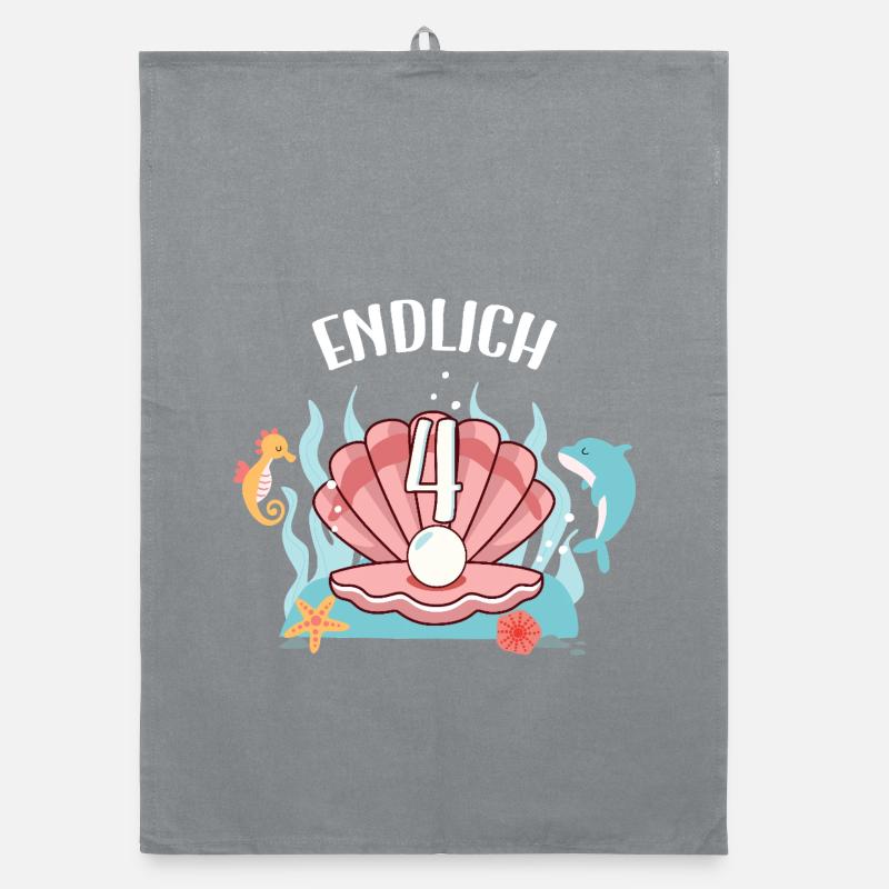 Sea Shell with 4 Vintage Design Organic dish towel