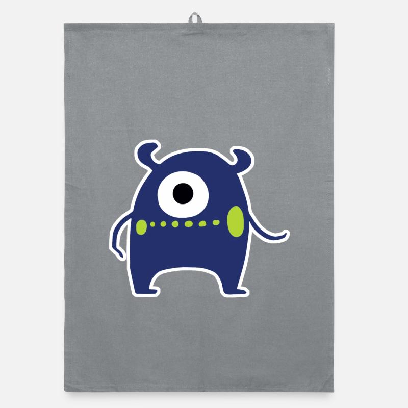 Navy Blue Cyclops Monster | Cute Chibi Alien  Organic dish towel