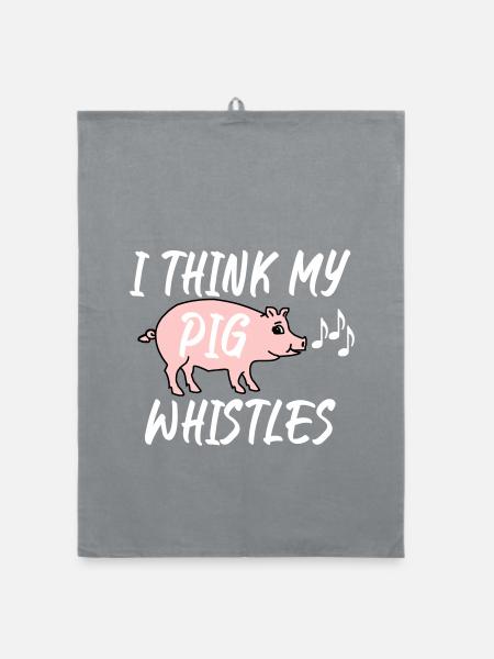 Je pense que mon cochon siffle - Torchon bio - bruyère - Devant