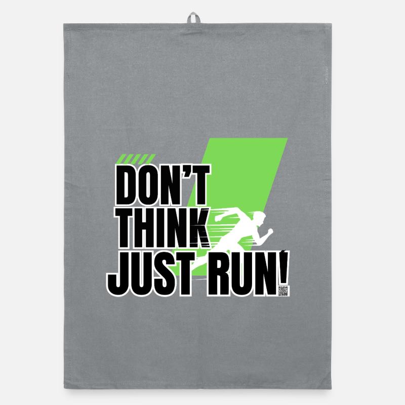 Don't think, just run! - Organic Geschirrtuch - Grau