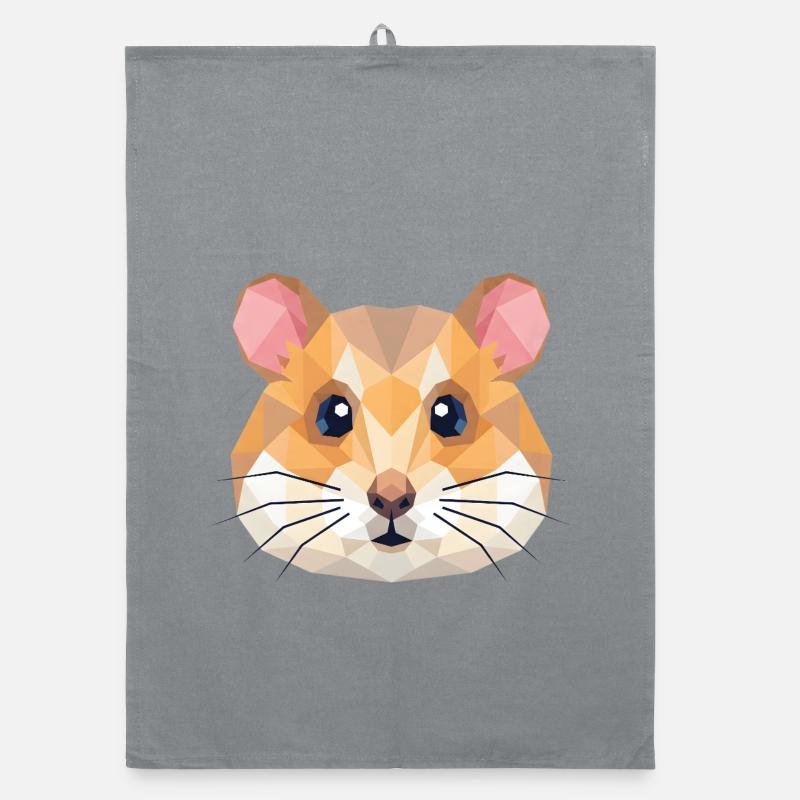 Cute Geometric Hamster Low Poly Art Organic dish towel