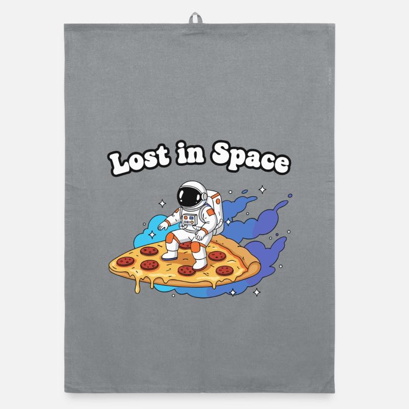 Astronaute sur une pizza dans l’espace Torchon bio