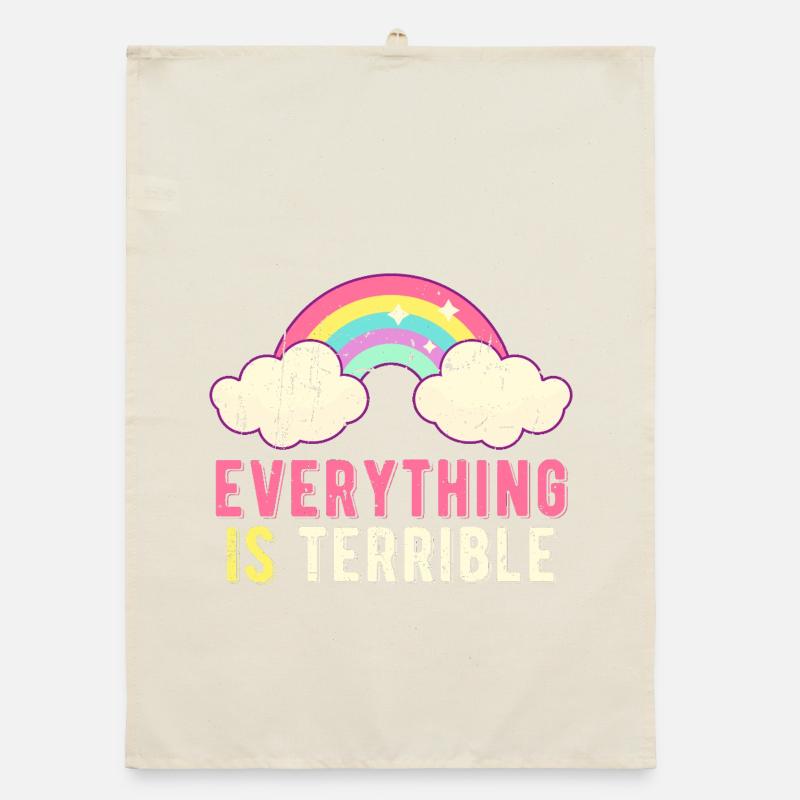 Everything Is Terrible Sarcasm Pastel Rainbow Organic dish towel