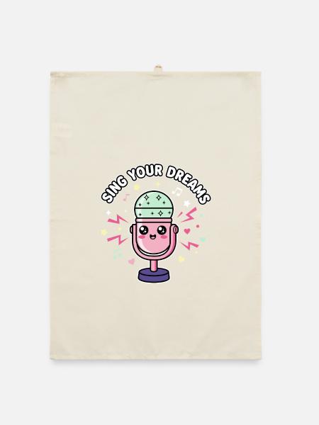 Sing Your Dreams – Magic Kawaii Mic - Organic dish towel - nature - Front