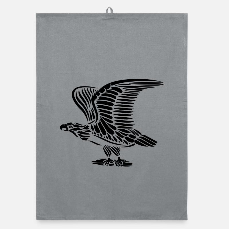 Tattoo eagle with wings. Organic dish towel