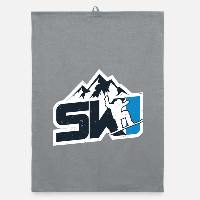 Conception de logo de ski de snowboarder de montagne Torchon bio