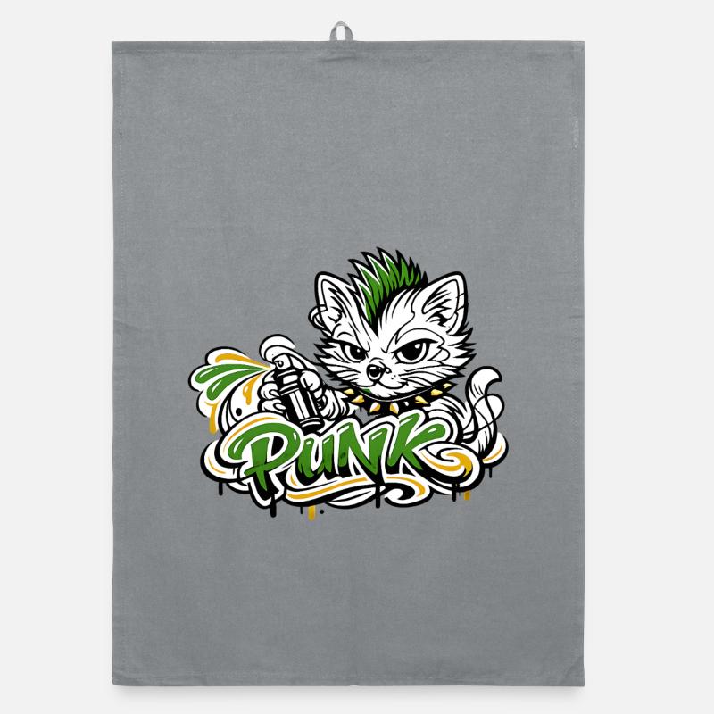 Punkkatz Graffiti Mohawk Organic Geschirrtuch