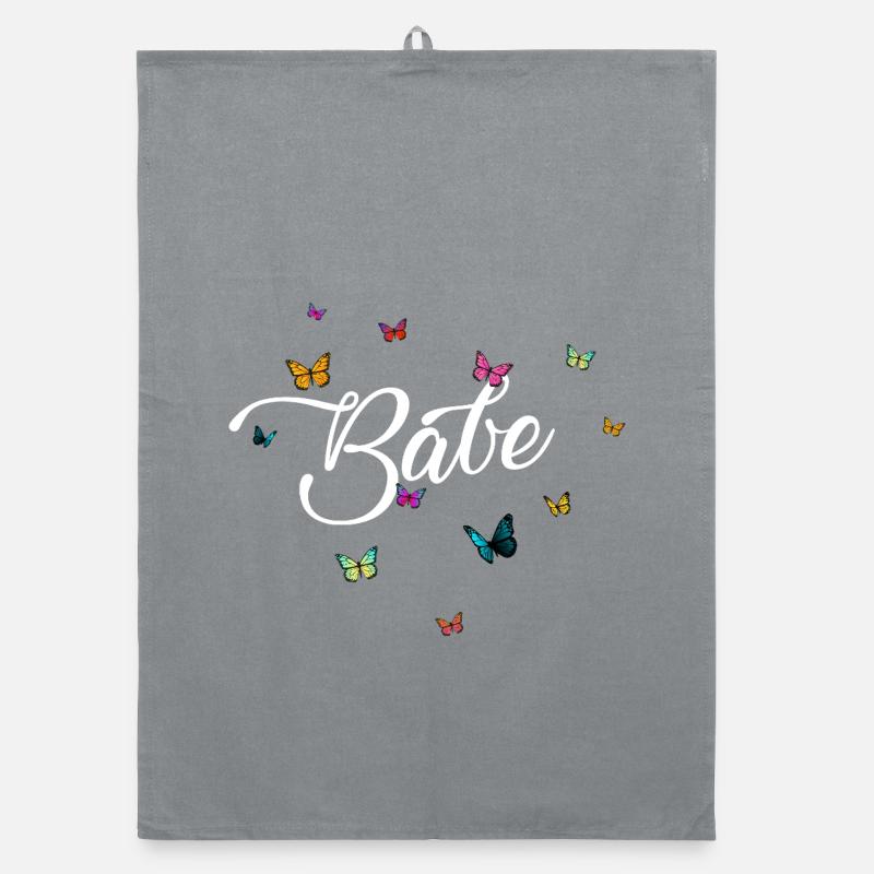 Babe butterfly pattern on dark background Organic dish towel