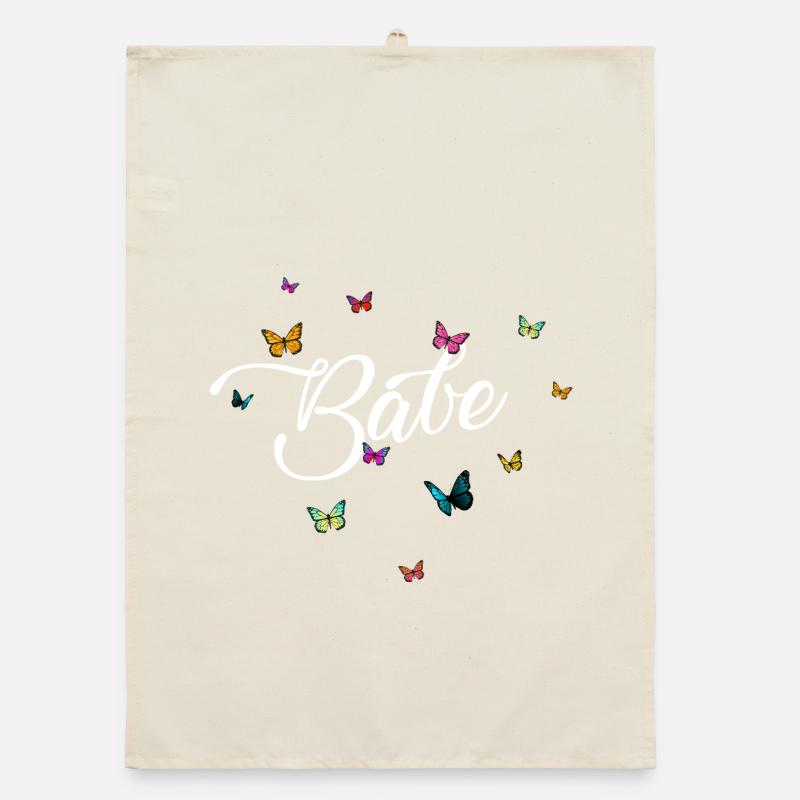 Babe butterfly pattern on dark background Organic dish towel