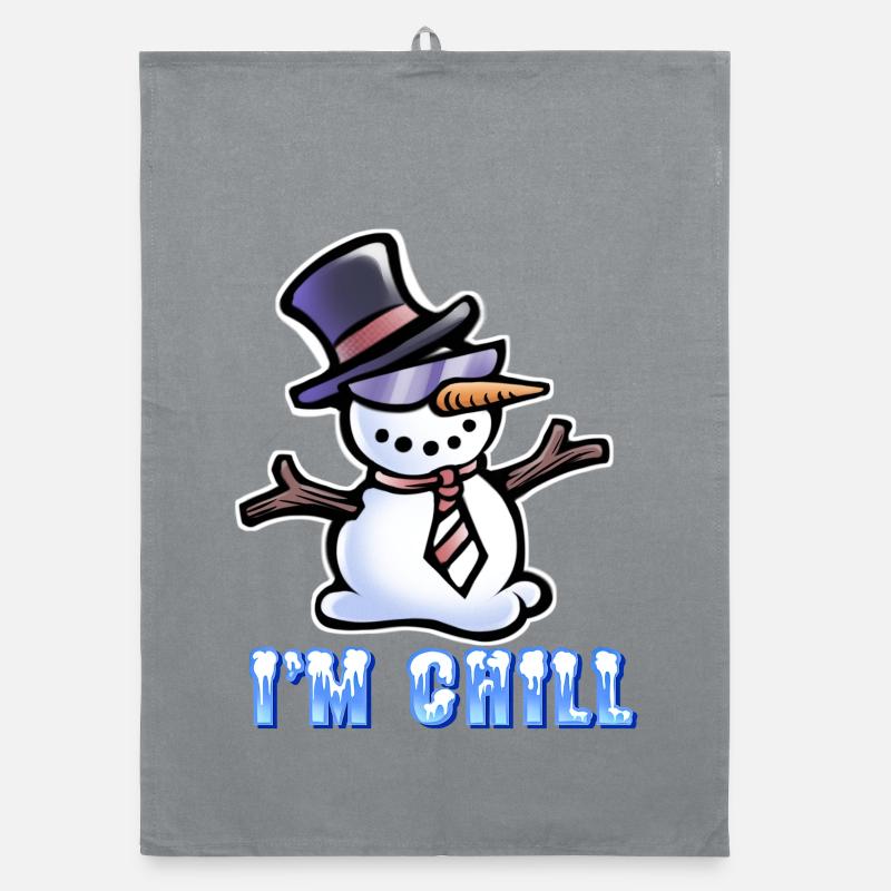 Ich bin Chill - Cooler Schneemann - Organic Geschirrtuch - Grau