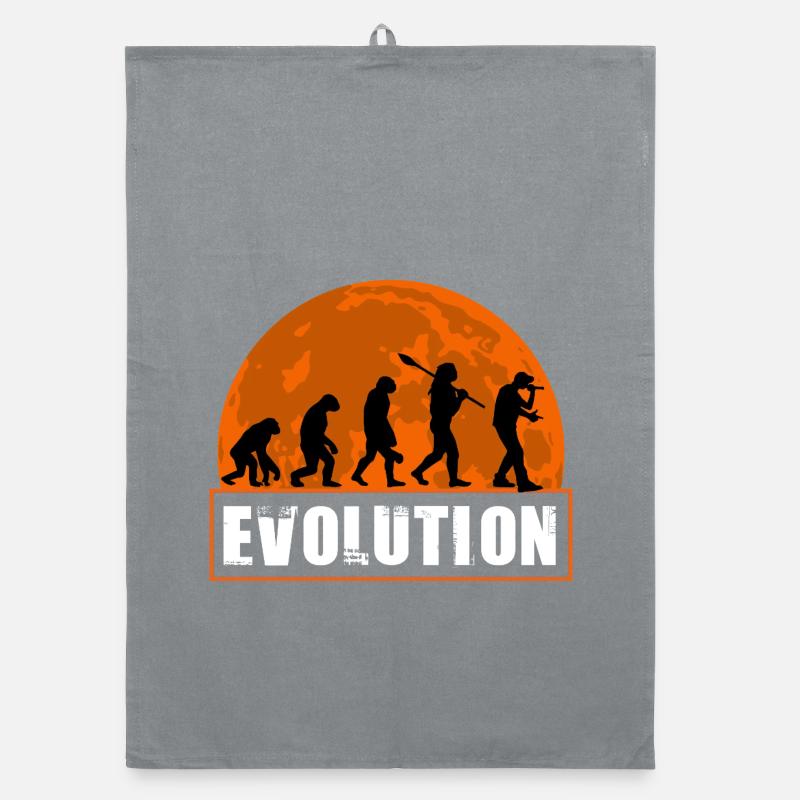Funny Human Evolution Rapper Organic dish towel