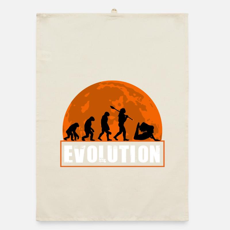 Yoga Evolution Silhouette Sunset Retro Organic Geschirrtuch