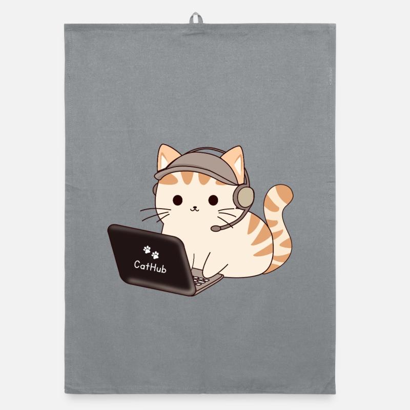 CatHub Katzenstreamer-Charme Organic Geschirrtuch