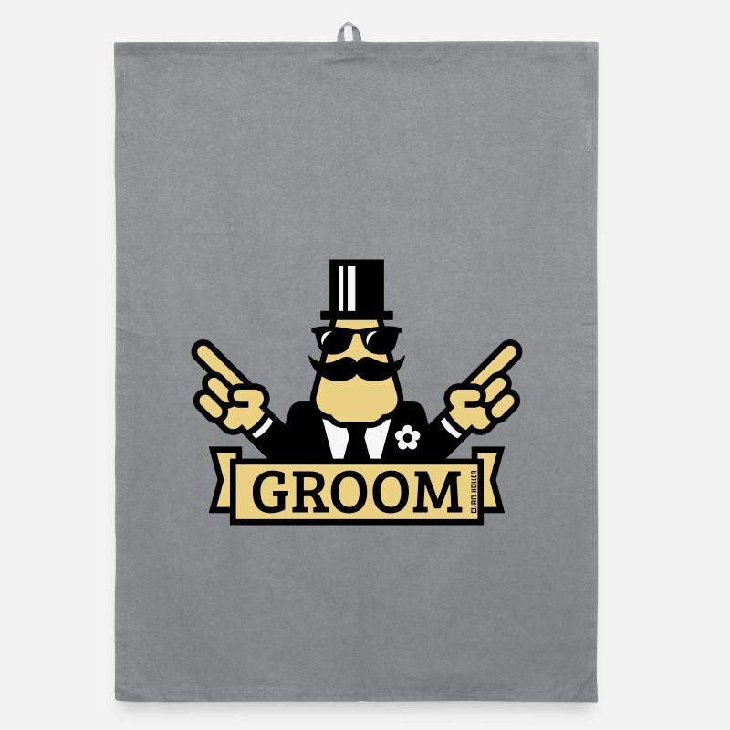 Zeigender Bräutigam (Junggesellenabschied / Junggesellenabschied / 3C) Organic Geschirrtuch
