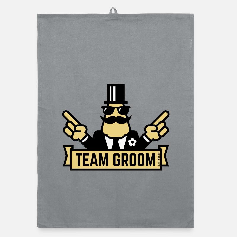 Team Groom (Pointing Stag Night Bachelor Party 3C) Organic dish towel