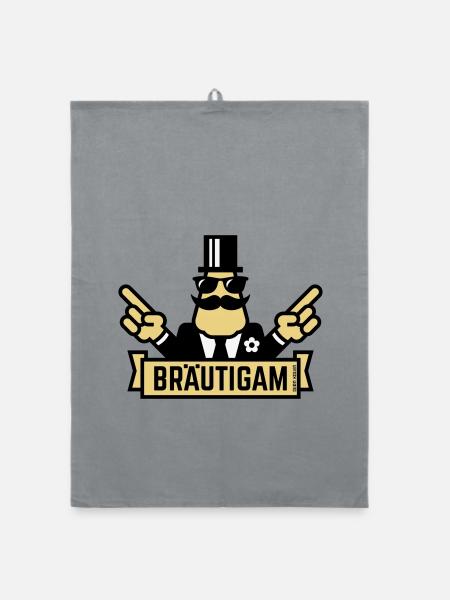 Groom Hand Show (Bachelor Party / Bachelor Party / 3C) - Organic dish towel - grey - Front