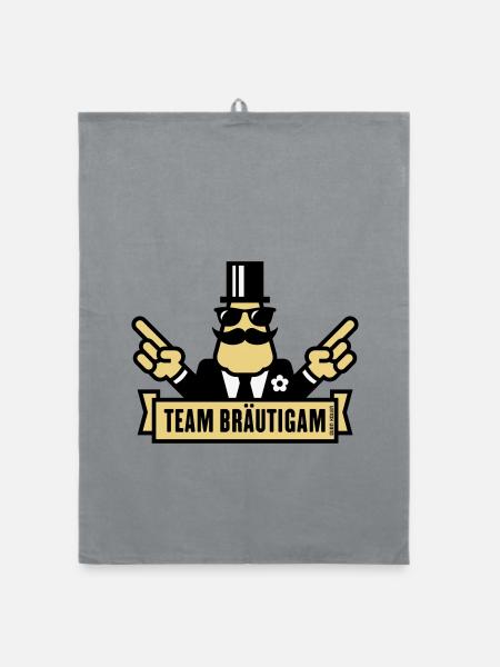 Team Bräutigam Handzeichen (Polterabend JGA / 3C) - Organic Geschirrtuch - Grau - Vorne