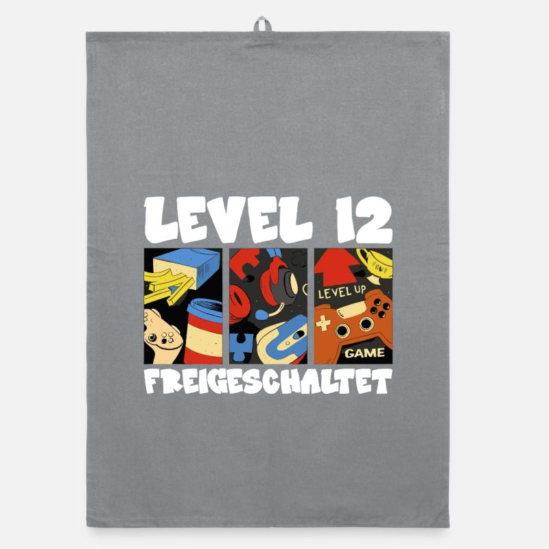 Level 12 Retro Game Collage pro gamer 12. Organic dish towel