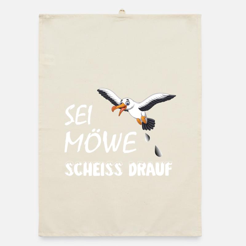 Sei Möwe, scheiss drauf, plattdeutsch Geschenk Organic Geschirrtuch