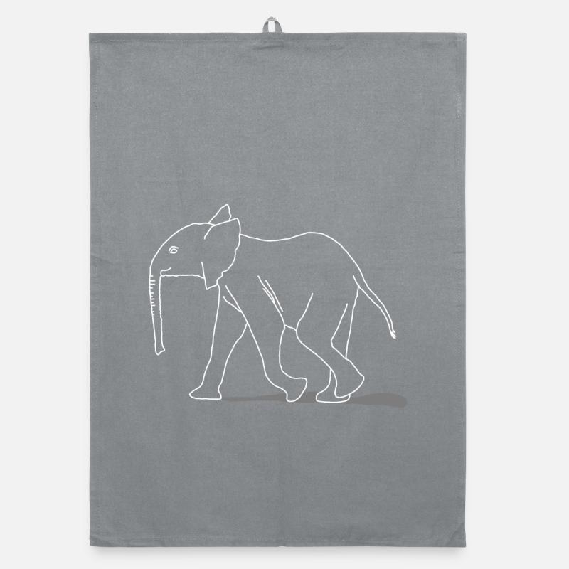 Elephant young, lineart Organic dish towel