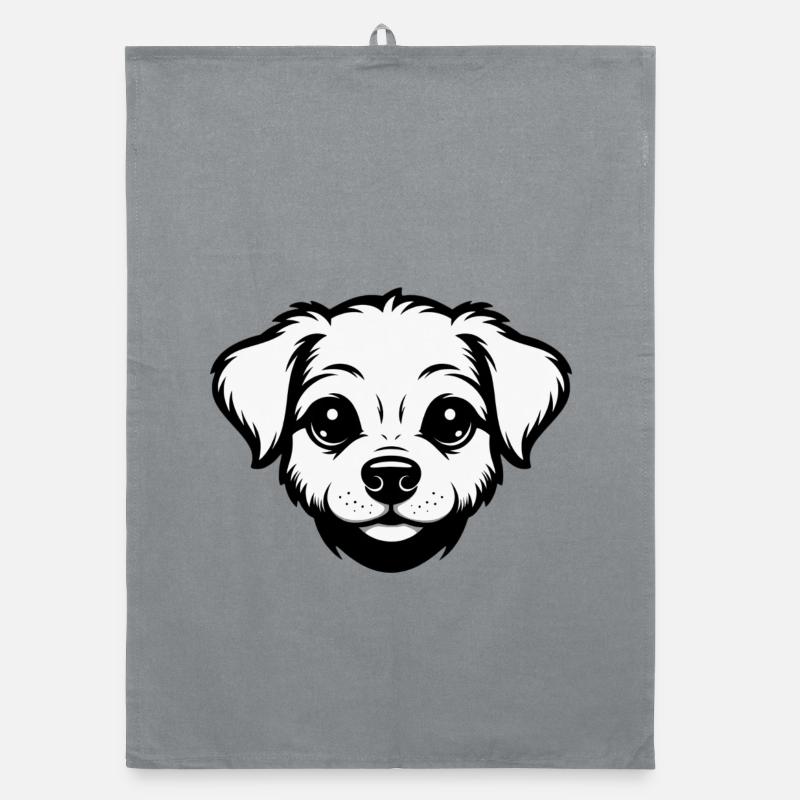 Un design de chiot mignon - Torchon bio - bruyère