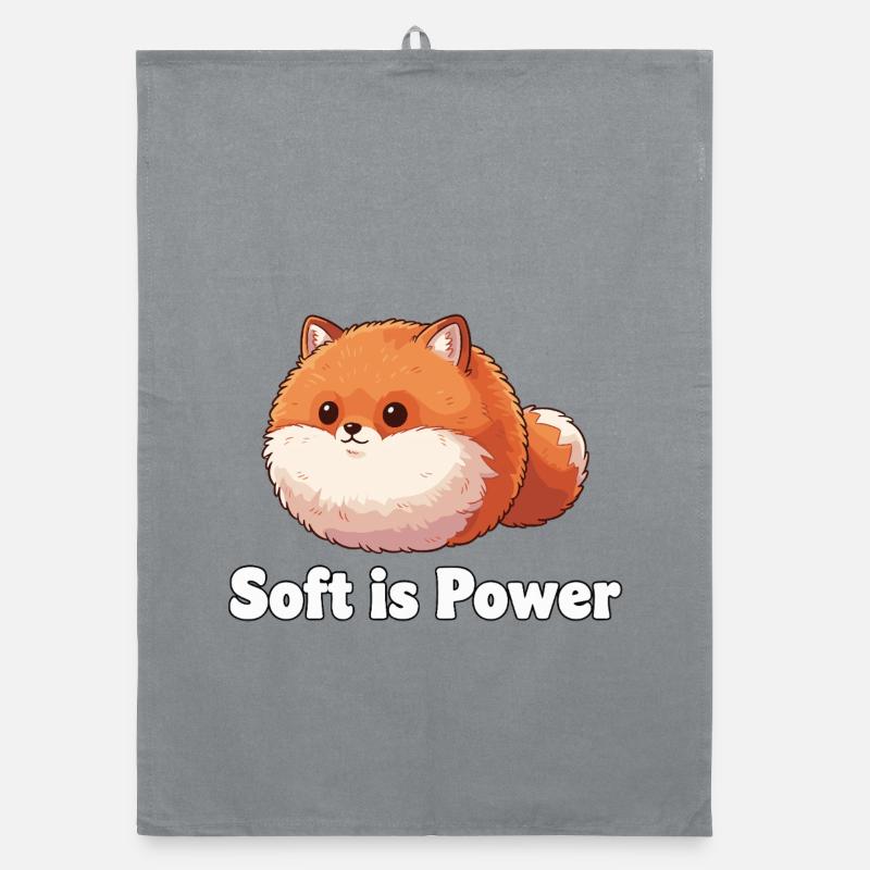 Fluffy panda saying: Soft is power Organic dish towel