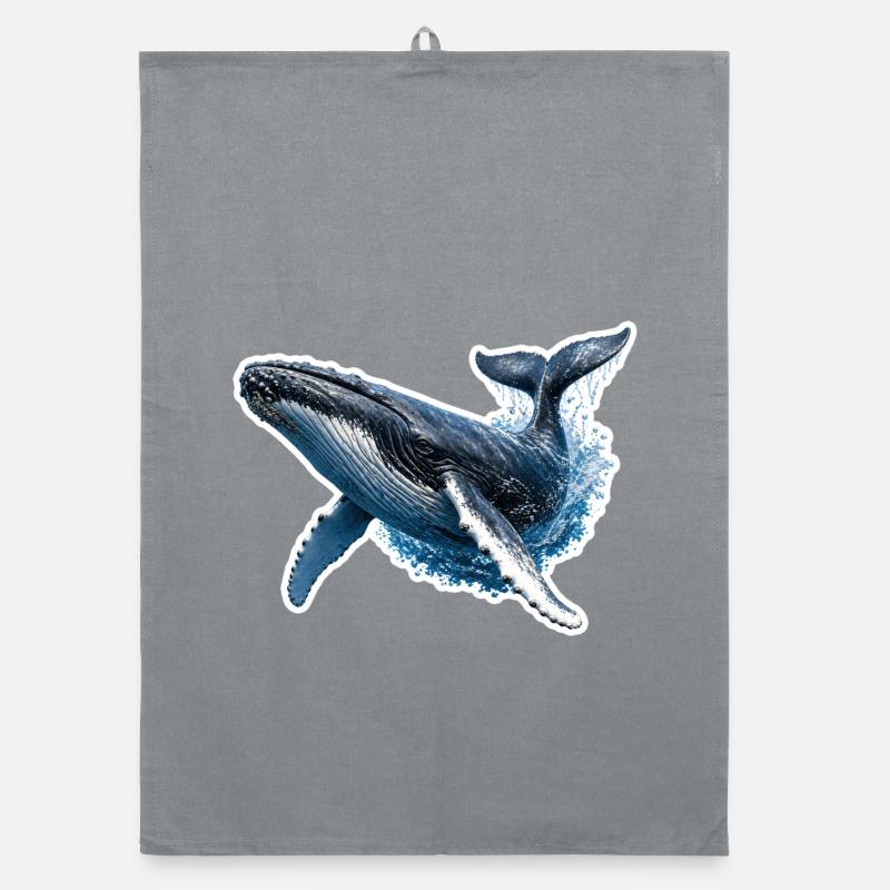 Springender Buckelwal – Dynamische Meeres-Illustra Organic Geschirrtuch