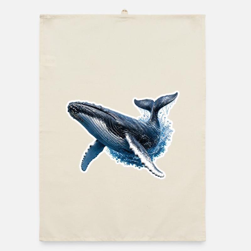 Baleine à bosse bondissante – Illustrations marines dynamiques Torchon bio