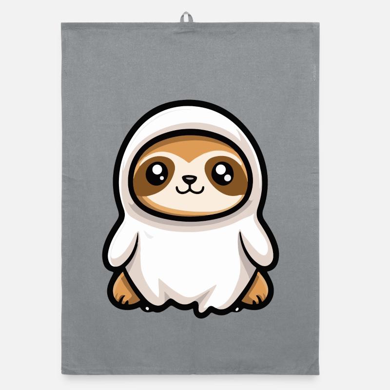 Sloth Halloween Ghost Organic dish towel