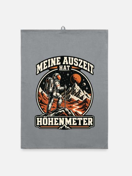 Meine Auszeit hat Höhenmeter – Wandern im Weltall - Organic Geschirrtuch - Grau