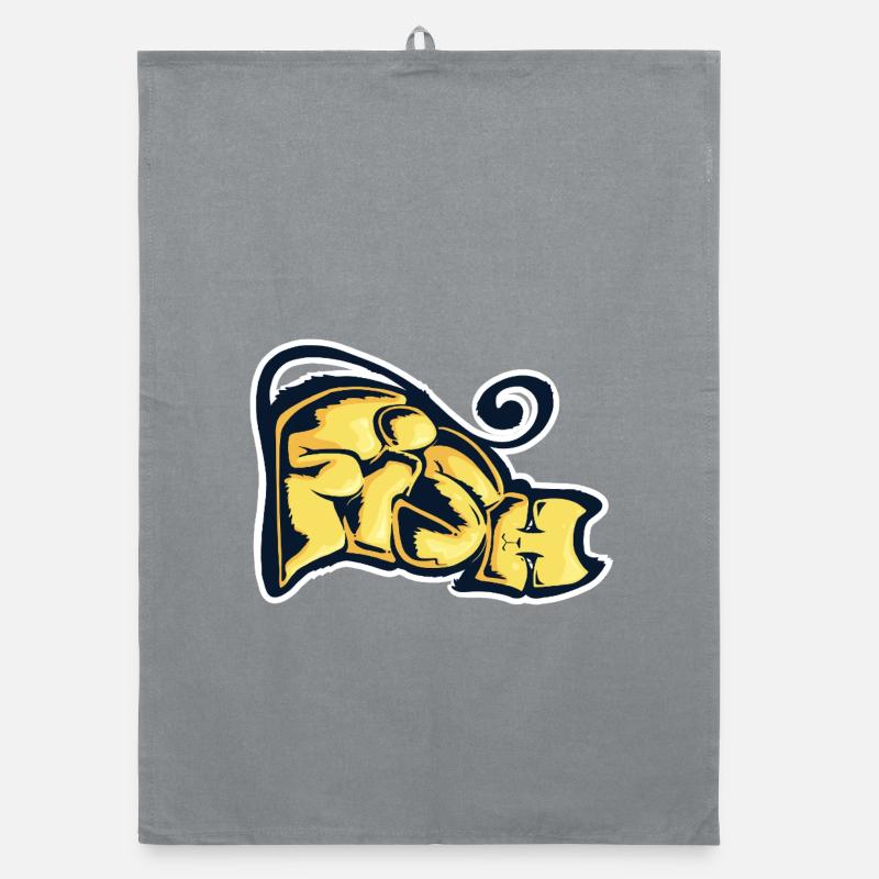 Fish, a drawn word Organic dish towel