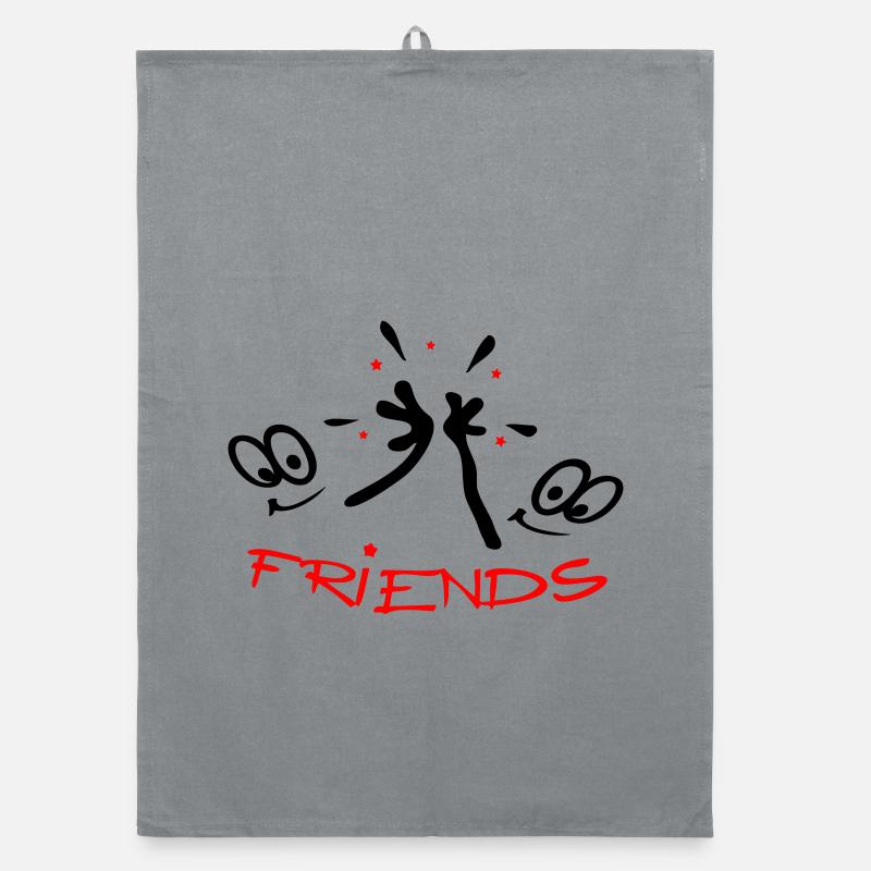 Freunde, Friends, Comic - Organic Geschirrtuch - Grau