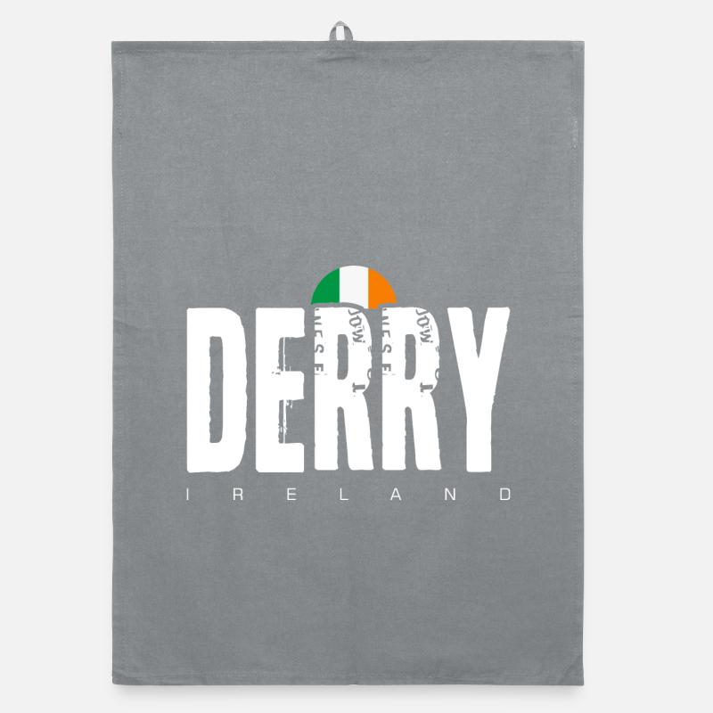 Derry Ireland Distressed Wordmark Organic dish towel