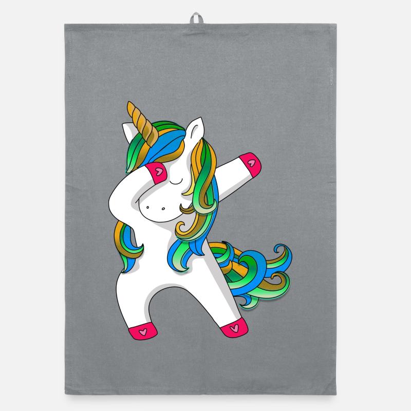 Einhorn Dabbing - Organic Geschirrtuch - Grau