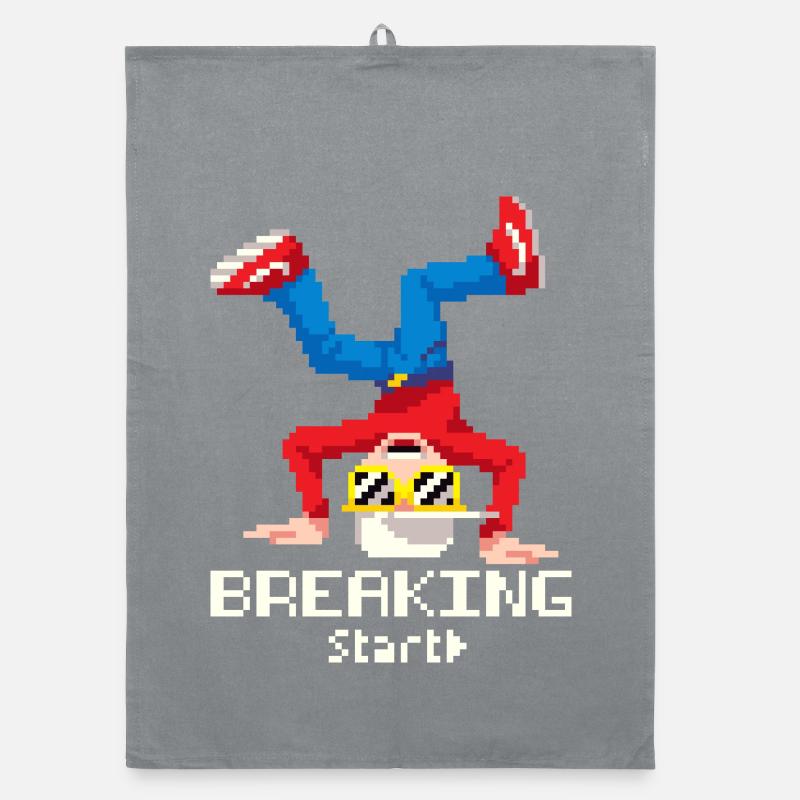 Pixel Breakdance B-Boy | Retro 8-Bit Hip Hop Organic Geschirrtuch