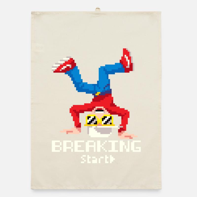 Pixel Breakdance B-Boy | Hip Hop rétro 8-bit Torchon bio