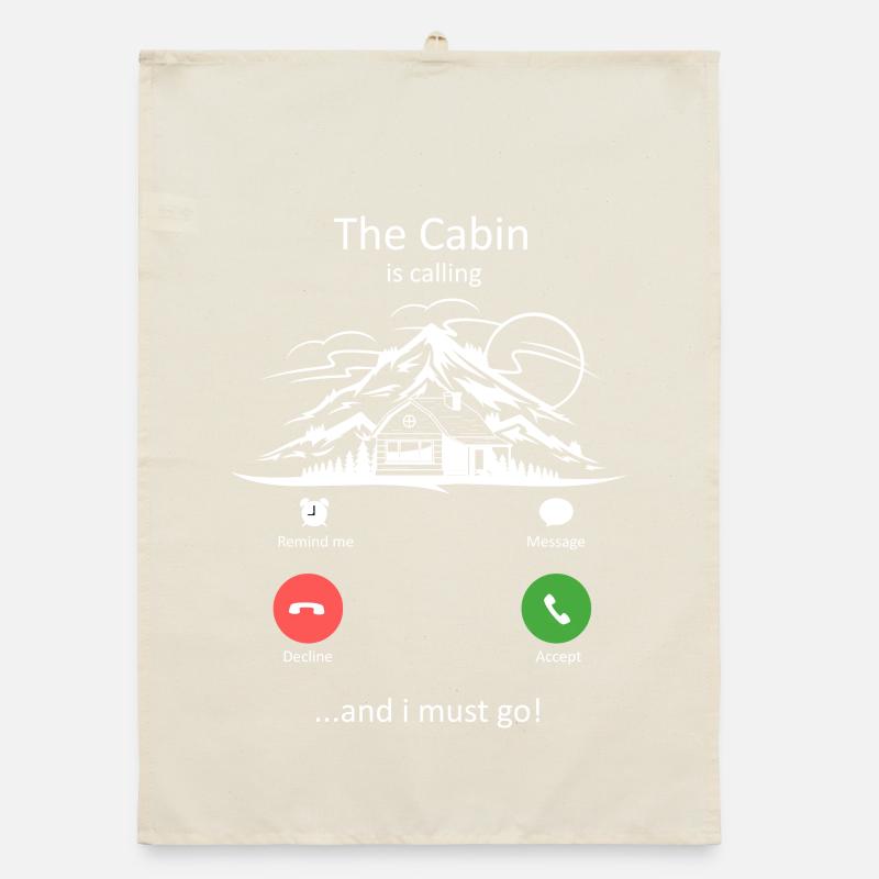 The Cabin Is Calling Mountains Design Organic dish towel