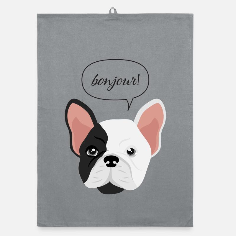 French Bulldog Bonjour Organic dish towel